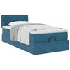 vidaXL Cadre de lit ottoman avec matelas bleu fonc&eacute; 90x200 cm velours