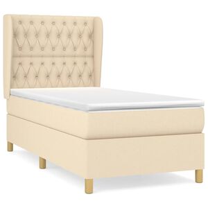 vidaXL Sommier &agrave; lattes de lit et matelas Cr&egrave;me 90x190 cm Tissu