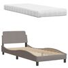 vidaXL Lit avec matelas taupe 90x200 cm tissu