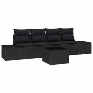 vidaXL Ensemble de canap&eacute; de jardin avec coussin 5 pcs Noir polyrotin