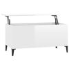 vidaXL Table basse Blanc brillant 90x44,5x45 cm Bois d'ing&eacute;nierie
