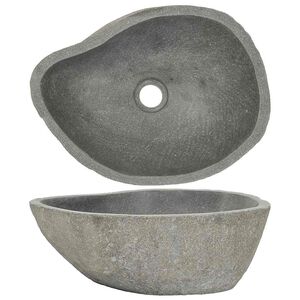 vidaXL Lavabo en pierre de rivi&egrave;re Ovale (37-46)x(29-36) cm