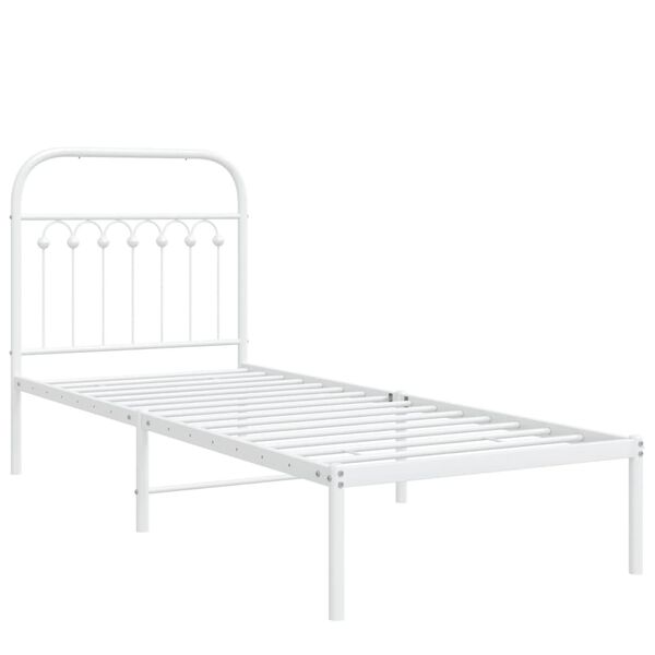 vidaXL Cadre de lit métal sans matelas avec tête de lit blanc 80x200cm