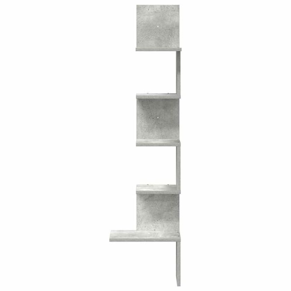 vidaXL &Eacute;tag&egrave;re murale d'angle gris b&eacute;ton 32x32x127,5cm bois ing&eacute;nierie