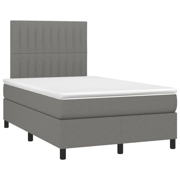 vidaXL Sommier &agrave; lattes de lit avec matelas gris fonc&eacute; 120x190cm tissu