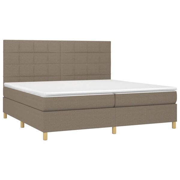vidaXL Sommier &agrave; lattes de lit et matelas et LED Taupe 200x200cm Tissu