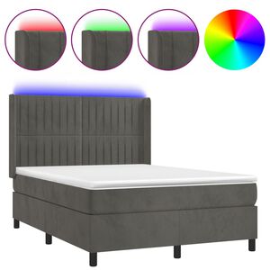 vidaXL Sommier &agrave; lattes de lit matelas et LED Gris fonc&eacute; 140x200 cm