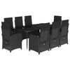 vidaXL Ensemble &agrave; manger de jardin 9pcs coussins noir r&eacute;sine tress&eacute;e