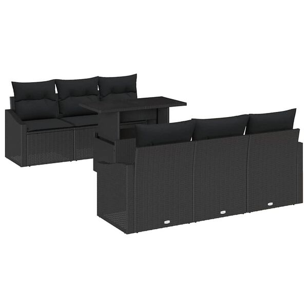 vidaXL Ensemble de canapé de jardin avec stockage 7 pcs Noir polyrotin
