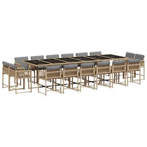 vidaXL Ensemble &agrave; manger de jardin et coussins 17 pcs m&eacute;lange beige