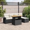 vidaXL Salon de jardin 6 pcs avec coussins noir r&eacute;sine tress&eacute;e acacia