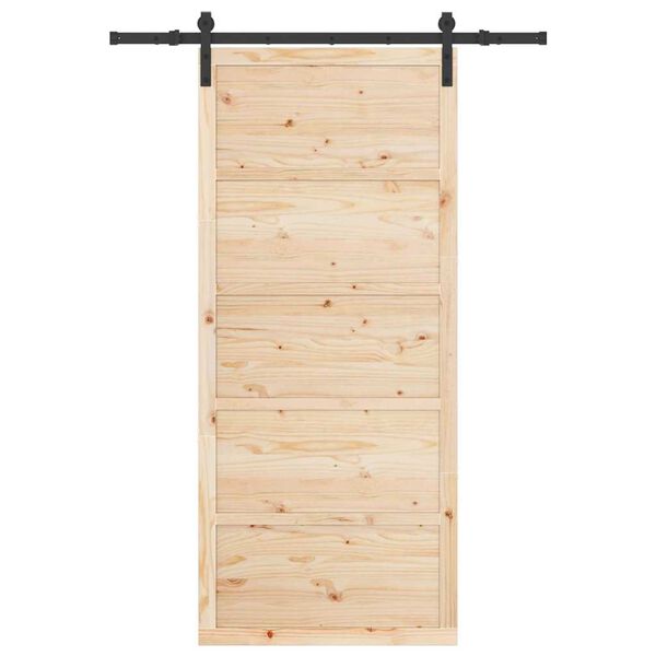 vidaXL Porte coulissante Marron 80 x 208 cm Bois massif en pin