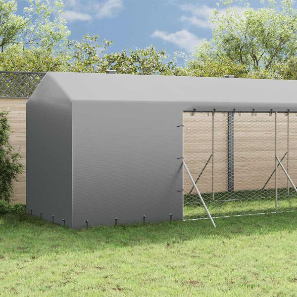 vidaXL Chenil d'ext&eacute;rieur pour chiens avec toit argent&eacute; 2x14x2,5 m