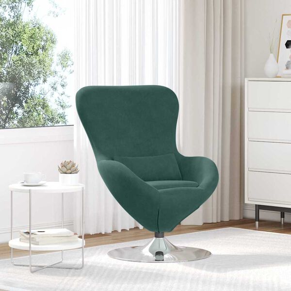 vidaXL Fauteuil &oelig;uf Vert fonc&eacute; Velours