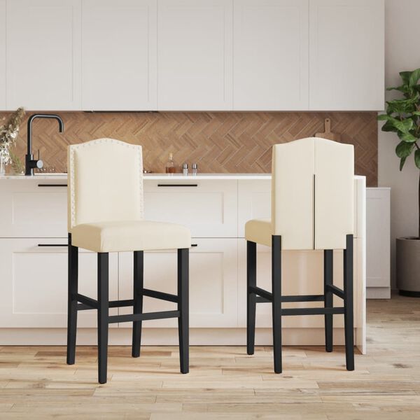 vidaXL Chaises de bar lot de 2 bois massif d'hévéa et tissu