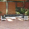 vidaXL Salon de jardin 12 pcs avec coussins blanc bois de pin solide