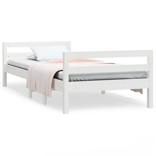 vidaXL Cadre de lit sans matelas blanc 90x190 cm bois de pin massif