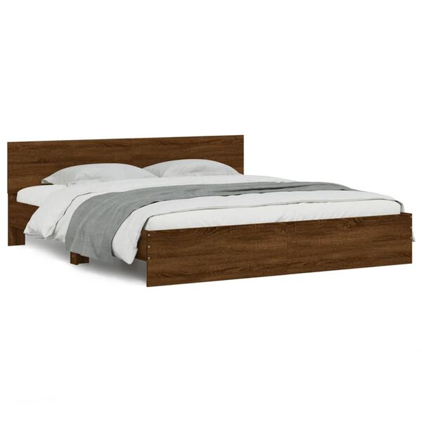 vidaXL Cadre de lit sans matelas ch&ecirc;ne marron 200x200 cm