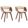 vidaXL Chaises &agrave; manger lot de 2 cr&egrave;me bois courb&eacute; et similicuir