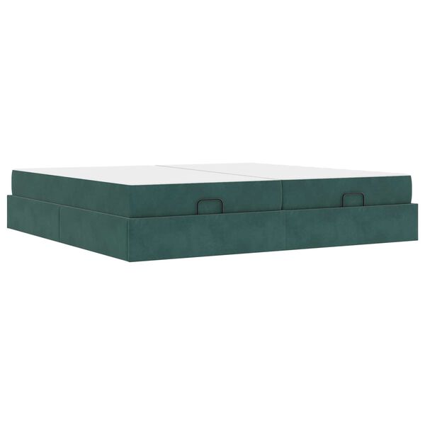 vidaXL Cadre de lit avec matelas avec matelas 2 pcs Vert Velours