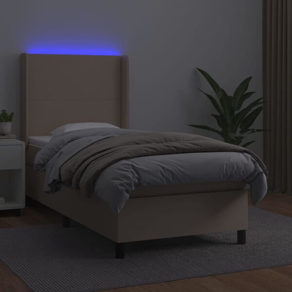 vidaXL Sommier à lattes de lit matelas et LED Cappuccino 90x190cm