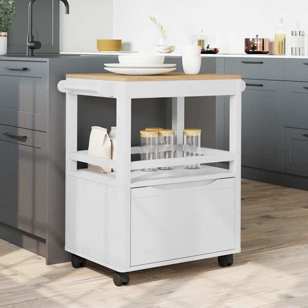 vidaXL Chariot de cuisine FLORO Blanc 72,5 x 45 x 80 cm