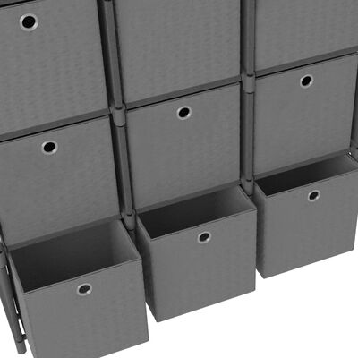 vidaXL Étagère à 12 cubes avec boîtes Gris 103x30x141 cm Tissu