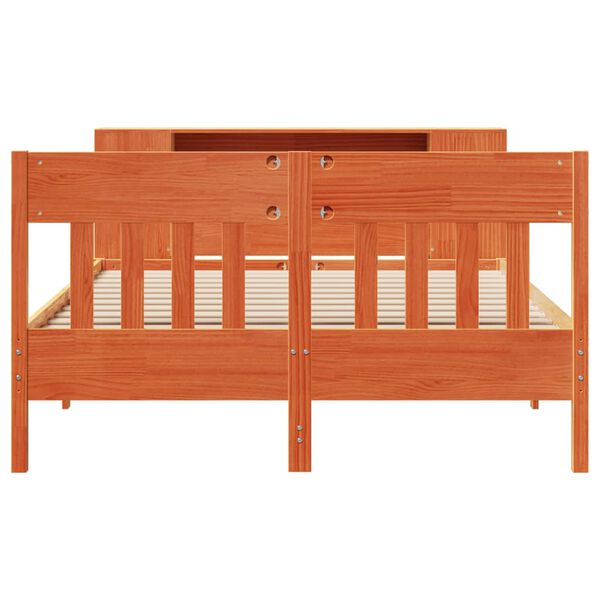 vidaXL Lit biblioth&egrave;que sans matelas cire marron 140x200 cm pin massif