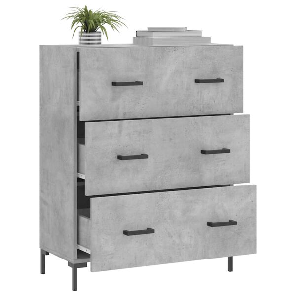 vidaXL Buffet gris béton 69,5x34x90 cm bois d'ingénierie