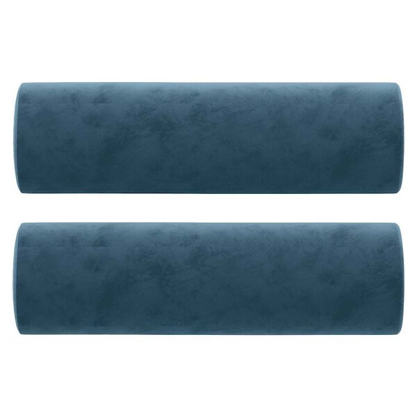 vidaXL Coussins d&eacute;coratifs lot de 2 Bleu &Oslash;15x50 cm Velours