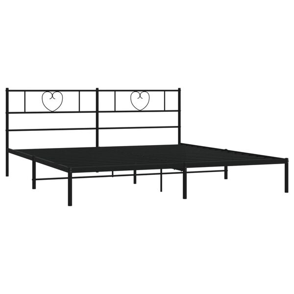 vidaXL Cadre de lit m&eacute;tal sans matelas avec t&ecirc;te de lit noir 200x200cm