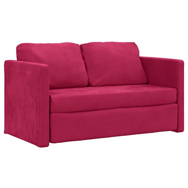 vidaXL Canap&eacute;-lit 2 en 1 rouge bordeaux 122x204x55 cm velours