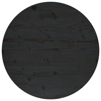 vidaXL Dessus de table Noir Ø70x2,5 cm Bois de pin massif