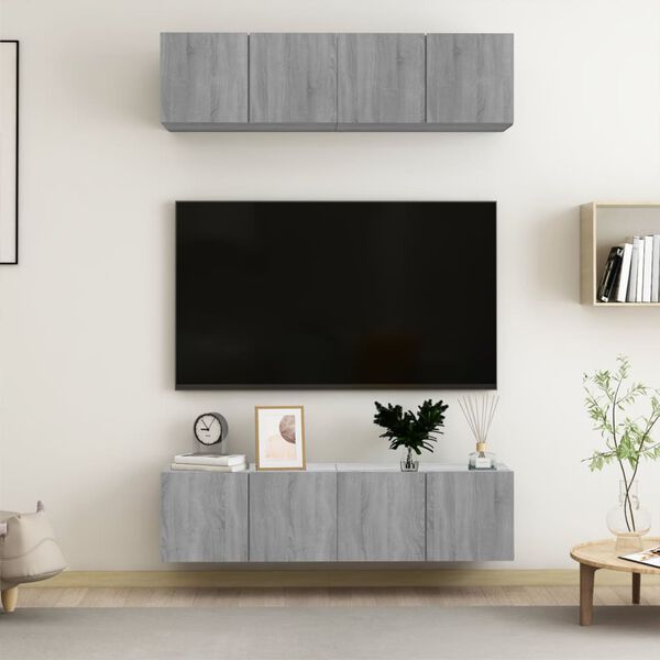 vidaXL Meubles TV muraux 4pcs Sonoma gris 60x30x30cm Bois d'ing&eacute;nierie