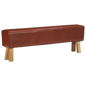 vidaXL Banc saut de cheval 160 cm Marron Cuir v&eacute;ritable et bois acacia