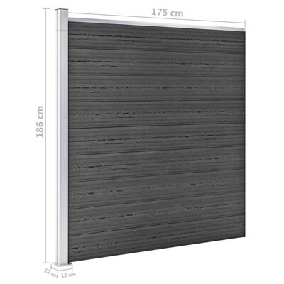 vidaXL Ensemble de panneau de clôture WPC 792x(105-186) cm Noir