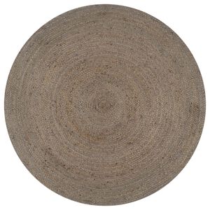 vidaXL Tapis fait &agrave; la main Jute Rond 90 cm Gris