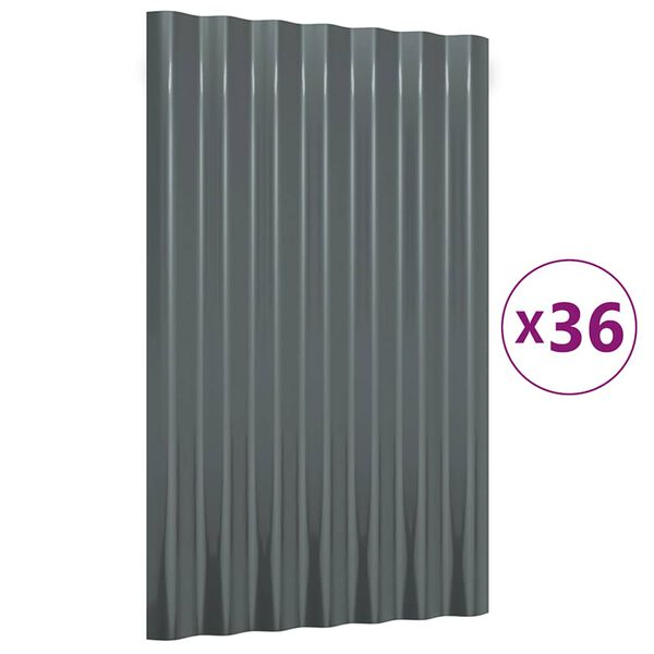 vidaXL Panneaux de toit 36 pcs Acier galvanis&eacute; Anthracite 60x36 cm