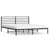 vidaXL Cadre de lit m&eacute;tal sans matelas avec t&ecirc;te de lit noir 200x200cm