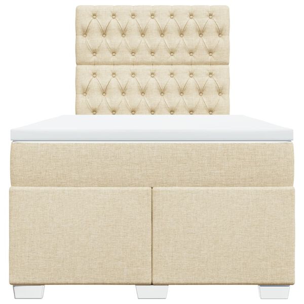 vidaXL Sommier &agrave; lattes de lit avec matelas Cr&egrave;me 120x200 cm Tissu