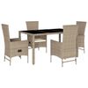 vidaXL Ensemble &agrave; manger de jardin avec coussins 5pcs Beige poly rotin