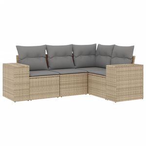 vidaXL Salon de jardin avec coussins 4 pcs beige r&eacute;sine tress&eacute;e