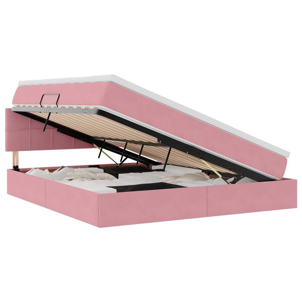 vidaXL Lit de Rangement avec matelas Rose 160 x 200 cm Velours