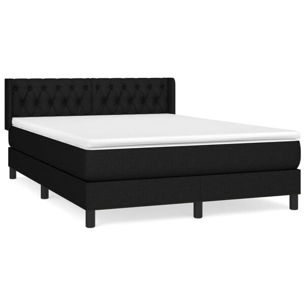 vidaXL Sommier &agrave; lattes de lit avec matelas Noir 140x200 cm Tissu
