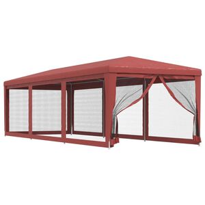 vidaXL Tente de f&ecirc;te avec 8 parois lat&eacute;rales en maille Rouge 3x9m PEHD