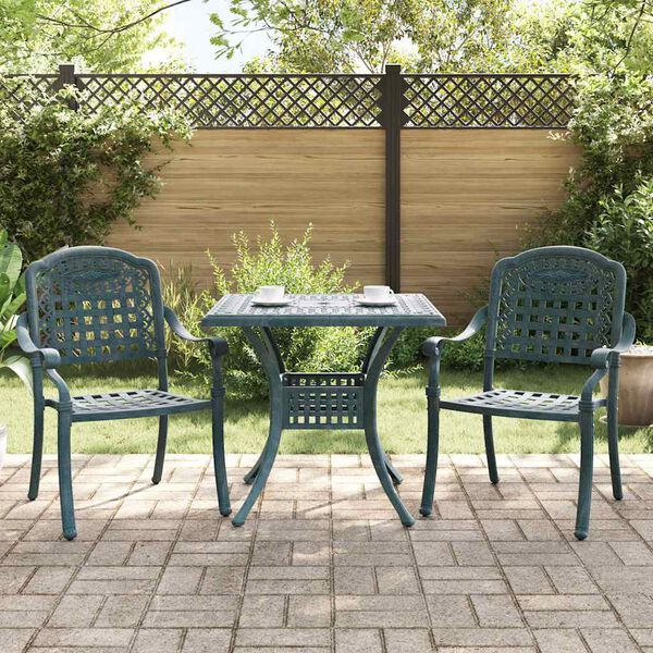 vidaXL Ensemble de tables de jardin 3 pcs Vert Aluminium coul&eacute;