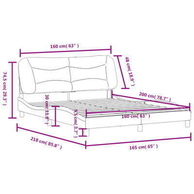 vidaXL Cadre de lit avec tête de lit Marron foncé 160x200 cm Tissu