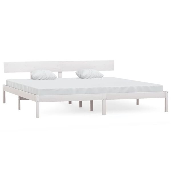 vidaXL Cadre de lit sans matelas blanc bois massif 200x200 cm