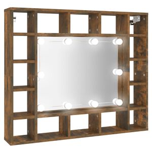 vidaXL Armoire &agrave; miroir avec LED Ch&ecirc;ne fum&eacute; 91x15x76,5 cm