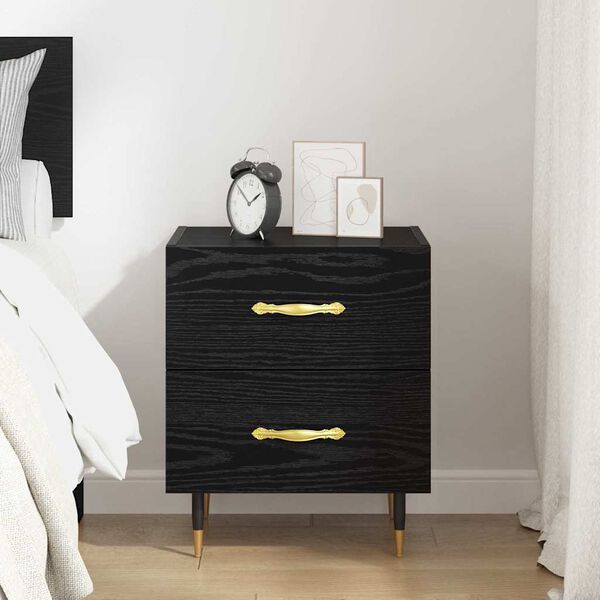 vidaXL Cabinet de chevet avec tiroir Ch&ecirc;ne noir 40 x 35 x 47,5 cm